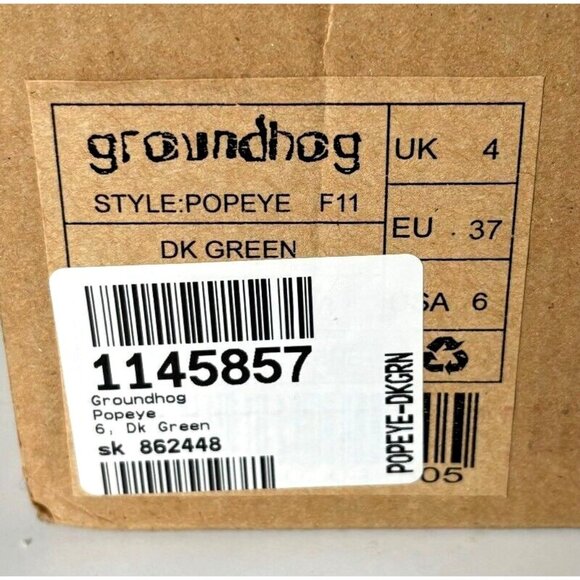 NWB Groundhog Olive Green Leather Booties Wedge Heels Portugal Vintage Vibe 6 - Picture 4 of 5